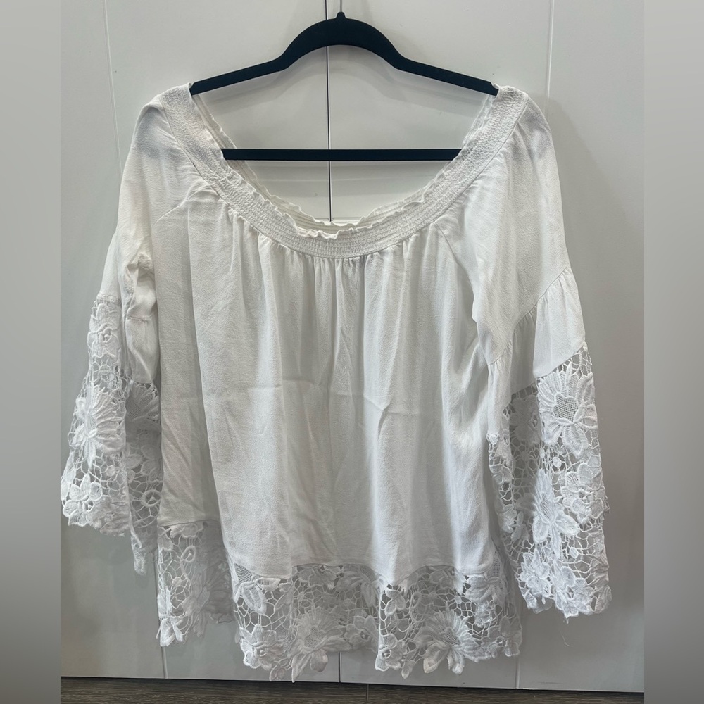 Lace detail open neck Blouse